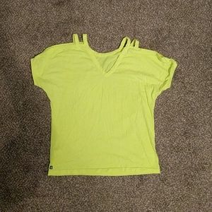 Fabletics cold shoulder t-shirt neon yellow